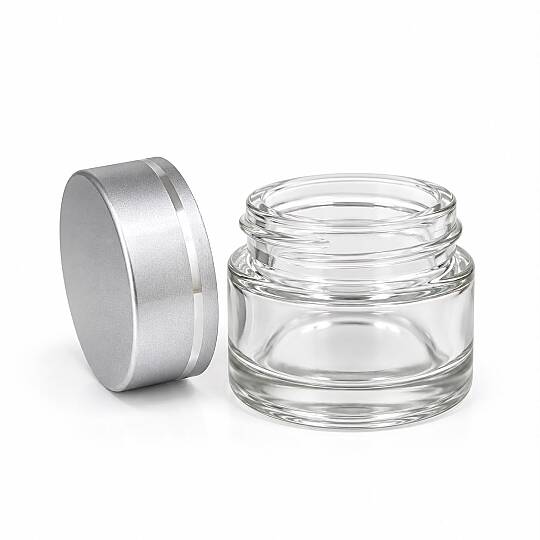 10 CC CAM ŞEFFAF KREM KAVANOZU - GÜMÜŞ KAPAKLI 10 ML ŞEFFAF CAM KAVANOZ KOZMETİK KAVANOZ - 2