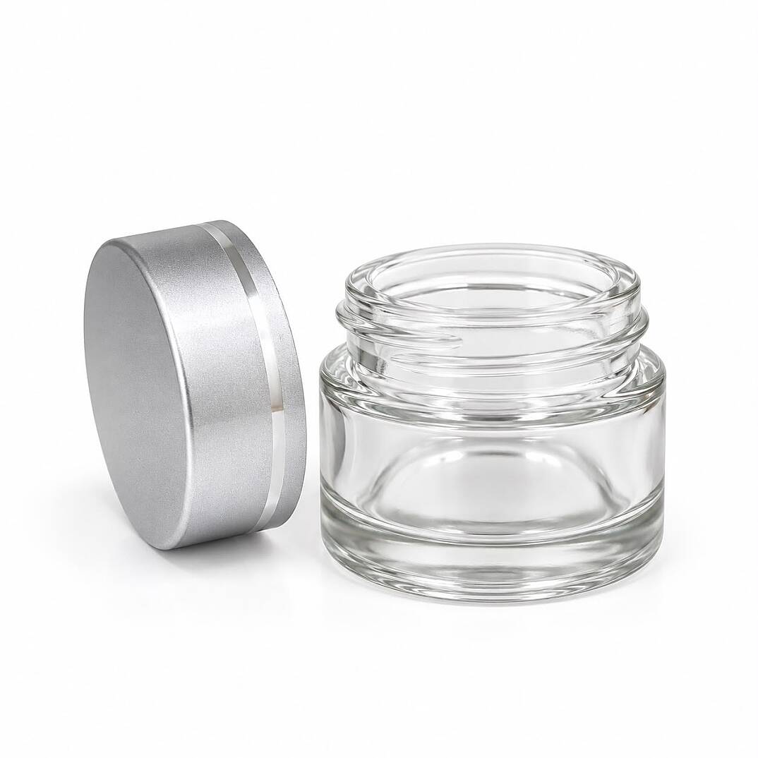 10 CC CAM ŞEFFAF KREM KAVANOZU - GÜMÜŞ KAPAKLI 10 ML ŞEFFAF CAM KAVANOZ KOZMETİK KAVANOZ - 2