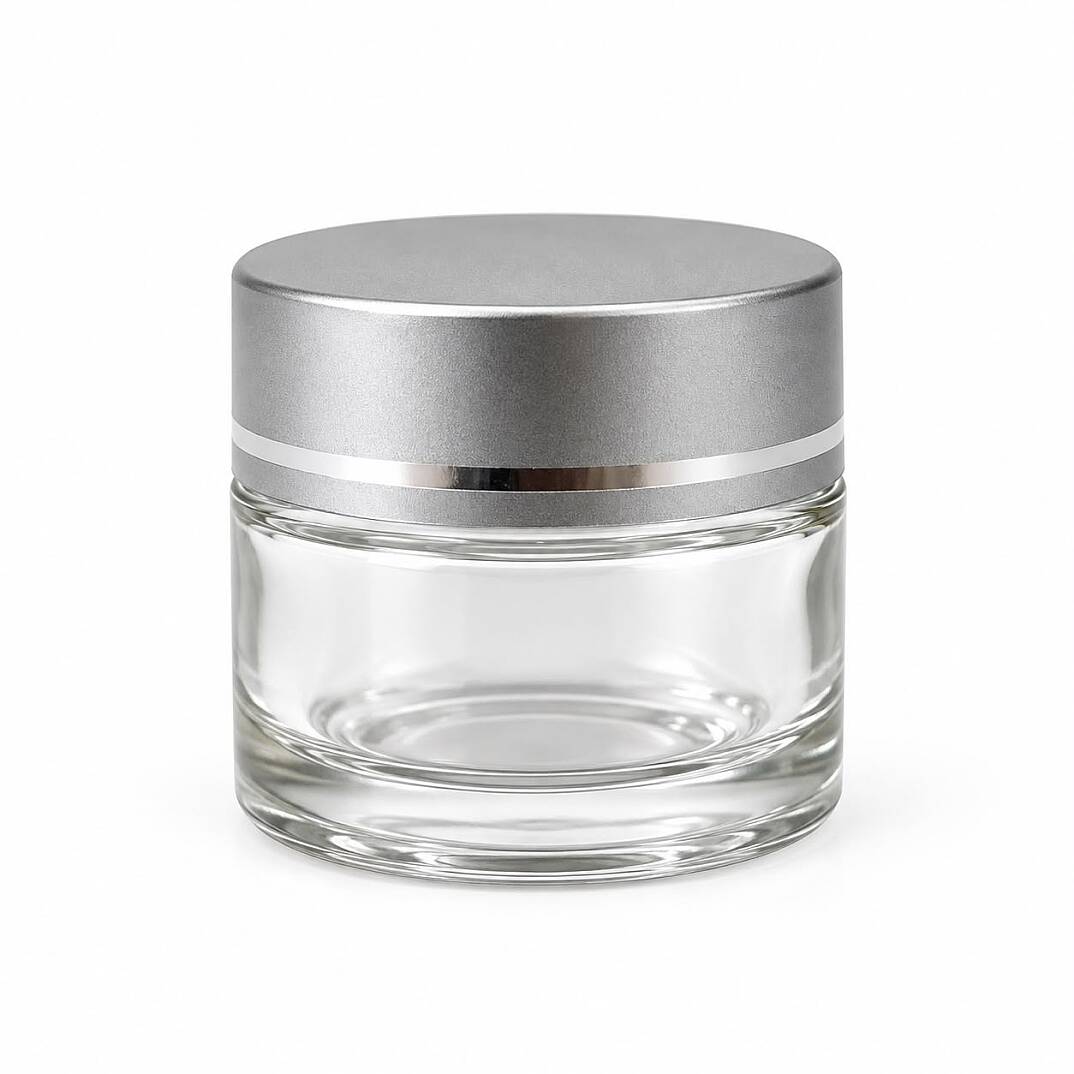 10 CC CAM ŞEFFAF KREM KAVANOZU - GÜMÜŞ KAPAKLI 10 ML ŞEFFAF CAM KAVANOZ KOZMETİK KAVANOZ - 1