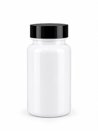 100 CC BEYAZ PET TABLET ŞİŞESİ SİYAH KAPAKLI 100 ML KAPSÜL KUTUSU İLAÇ ŞİŞESİ MEDİKAL HAP ŞİŞESİ