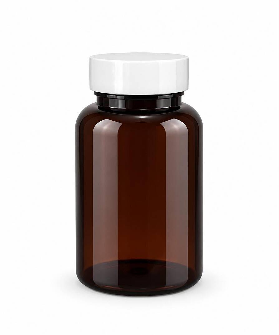 150 CC AMBER PLASTİK TABLET ŞİŞESİ BEYAZ KAPAKLI GIDAYA UYGUNDUR - 1
