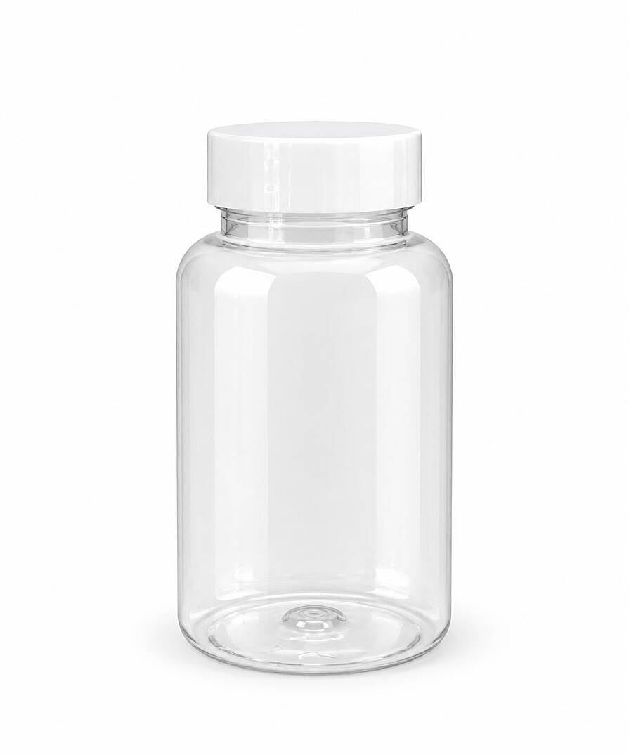 150 CC ŞEFFAF PET TABLET ŞİŞESİ BEYAZ KAPAKLI 150 ML KAPSÜL KUTUSU İLAÇ ŞİŞESİ MEDİKAL HAP ŞİŞESİ - 1