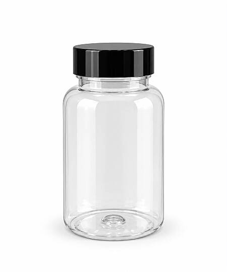 150 CC ŞEFFAF PET TABLET ŞİŞESİ SİYAH KAPAKLI 150 ML KAPSÜL KUTUSU İLAÇ ŞİŞESİ MEDİKAL HAP ŞİŞESİ