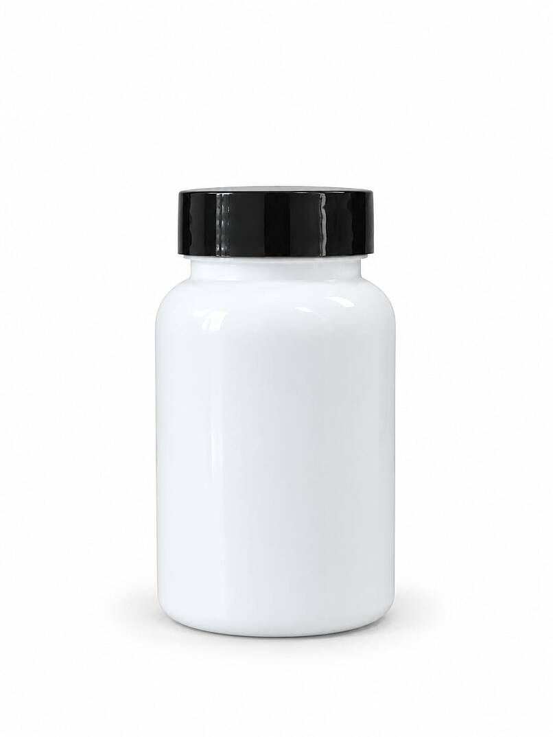 250 CC BEYAZ PLASTİK TABLET PLASTİK SİYAH KAPAKLI - 1