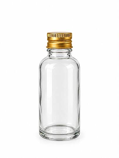 30 CC ŞEFFAF CAM ŞİŞE KÖPÜK CONTALI GOLD ALÜMİNYUM METAL KAPAKLI TAKIM 30 ML ŞEFFAF CAM ŞİŞE
