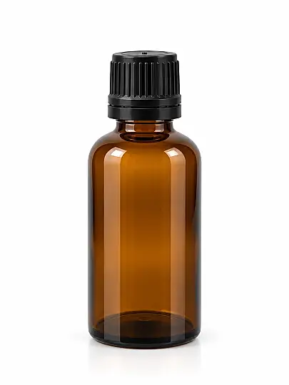 50 CC AMBER İÇTEN DAMLALIKLI SİYAH KİLİT KAPAKLI CAM ŞİŞE