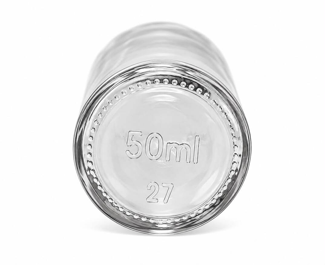 50 CC ŞEFFAF CAM ŞİŞE KÖPÜK CONTALI GOLD ALÜMİNYUM METAL KAPAKLI TAKIM 50 ML ŞEFFAF CAM ŞİŞE - 3