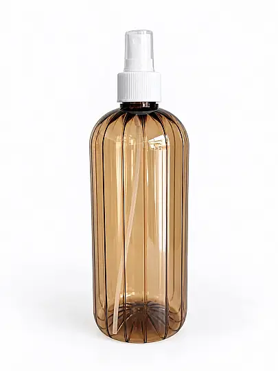 500 CC BEYAZ SPREYLİ 24 MM ÇİZGİLİ AÇIK AMBER PET ŞİŞE - GIDAYA UYGUN ŞİŞE