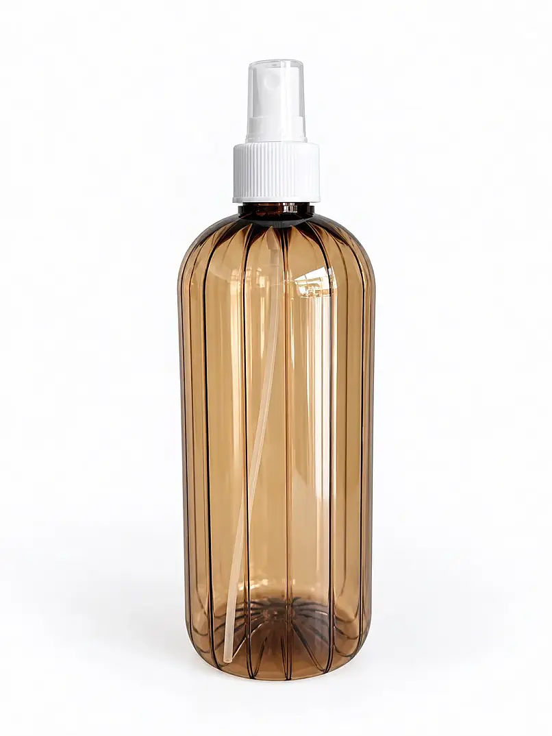 500 CC BEYAZ SPREYLİ 24 MM ÇİZGİLİ AÇIK AMBER PET ŞİŞE - GIDAYA UYGUN ŞİŞE - 1
