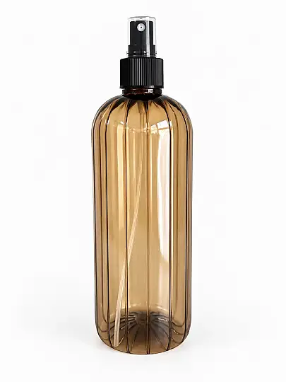 500 CC SİYAH SPREYLİ 24 MM ÇİZGİLİ AÇIK AMBER PET ŞİŞE - GIDAYA UYGUN ŞİŞE
